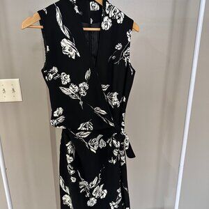 Women's Jones Wear Black Floral Cross Body Sleeveless Dress Size 10